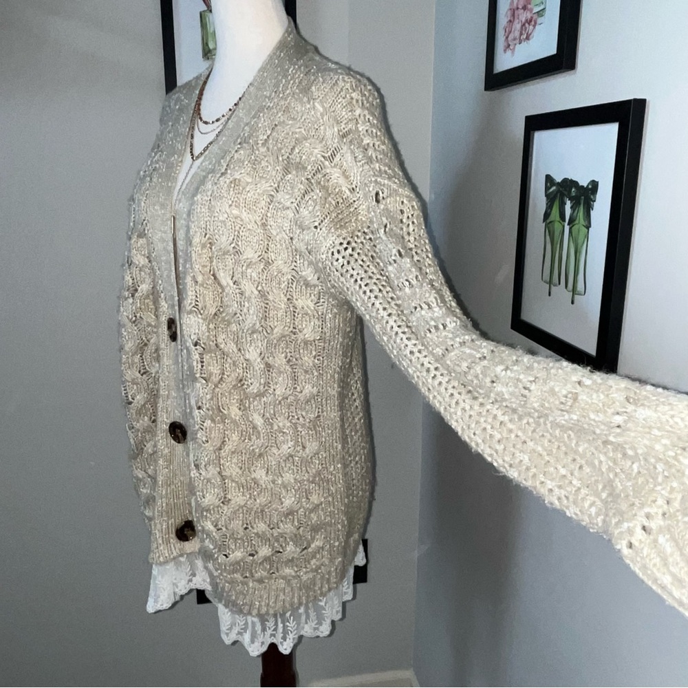 Pol Oversized Longline Cable Knit Button Down Car… - image 4